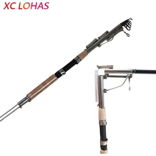 Automatic Fishing Rod 2.1/2.4/2.7/3.0m High Strength Telescopic Hybrid Carbon Fiber Fishing Pole with Holder for Sea Fishing
