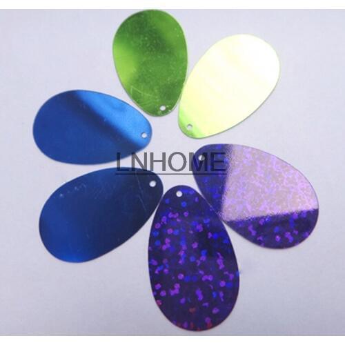 200pcs/lot 18*30mm Large Oval Egg Drops Sequins PVC Flat With Side Hole Belly Dance Garment Costume Accessory Dark Blue
