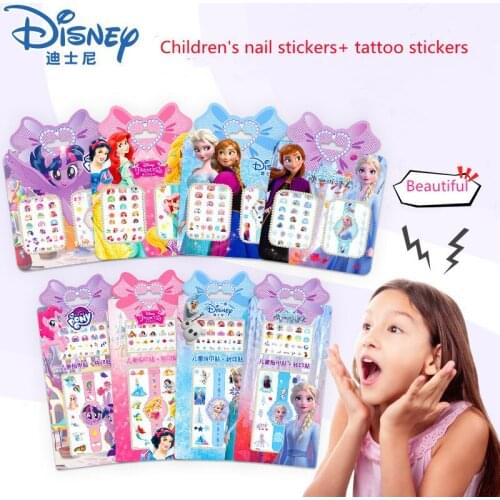 5pcs Disney Princess waterproof stickers Children Nail and Tattoo stickers Frozen Reward stickers DIY Graffiti toys For girls