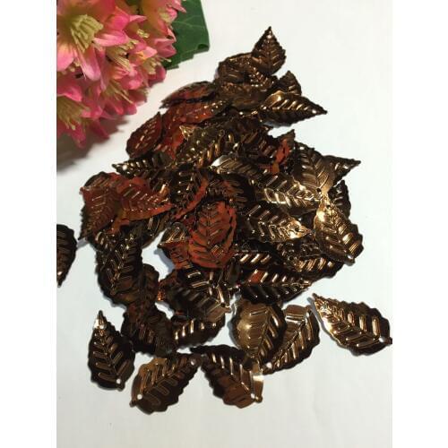 50g/lot Leaf Sequins 13*24mm PVC Sewing Crafts DIY Paillette Garment Accessory Leaves With 2 Holes Coffee Brown