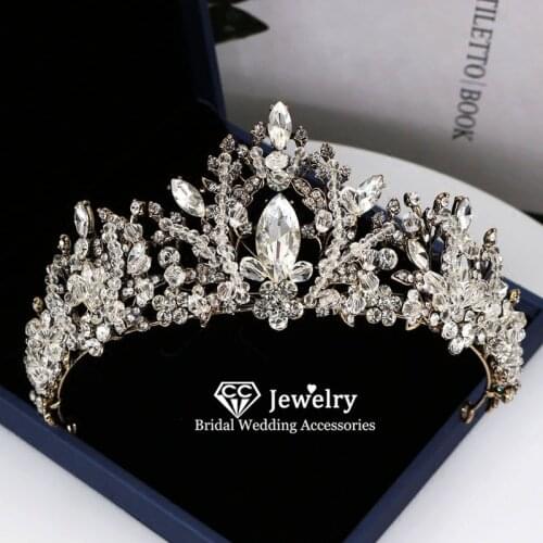 CC Wedding Crown Bride Tiara Engagement Hair Jewelry Accessories for Women Baroque Style Diana Crowns Headband De Noiva KC26
