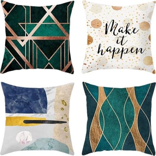 Hot XD-4Pcs Geometric Series Peachskin Pillowcase 45X45cm Covered Gold Cushion Cover Polyester Throw Sofa Pillow Case