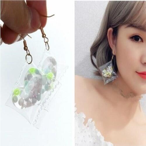 Ex762 Korean version Fashion simple Cute Romantic transparent candy color heart earrings 2021 trend Womens Jewelry Accessories