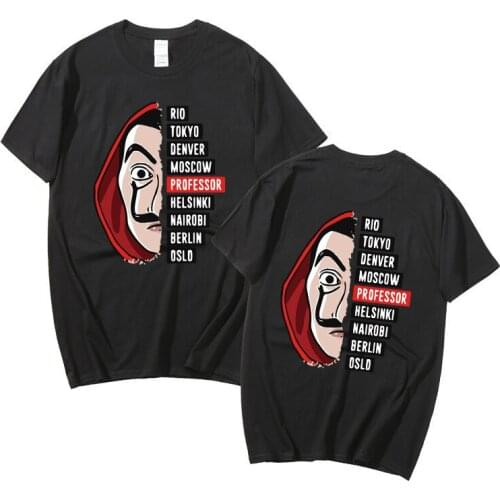 La Casa De Papel Mens T Shirts Money Heist TV Men Short Sleeve Cotton Tshirts for Boys House of Paper T-Shirt Male Tops