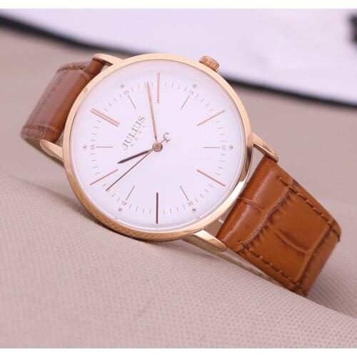 Classic Julius Mens Watch Womens Watch Japan Quartz Hours Fashion Clock Leather Bracelet Boys Birthday Christmas Gift No Box