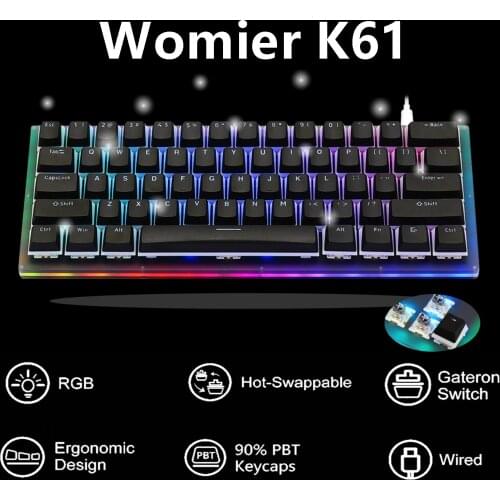 Womier K61 Hot Swappable Mechanical Keyboard 60% 61 PCB Case Gateron Switch Lighting Effects With RGB Switch Led Keyboard