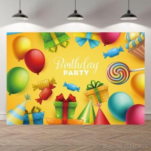 Coloful Gift Boxes Balloon Decorative Birthday Party Backdrops Photography Vinyl Wall Poster Kids Celebration Photo Backgrounds