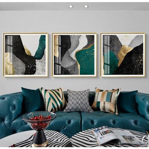 Marble Nordic Abstract Wall Art Geometric Mountain Landscape Art Print Posters Canvas Painting Gold Wall Picture Wall Stickers