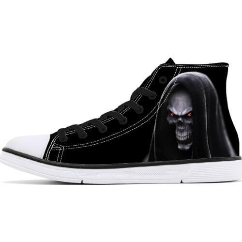 Skull Shoes for Men Fashion 3D Print Custom Design Canvas Shoes for Man Fashion Sneakers High Top Lace Up Casual Flat Shoes