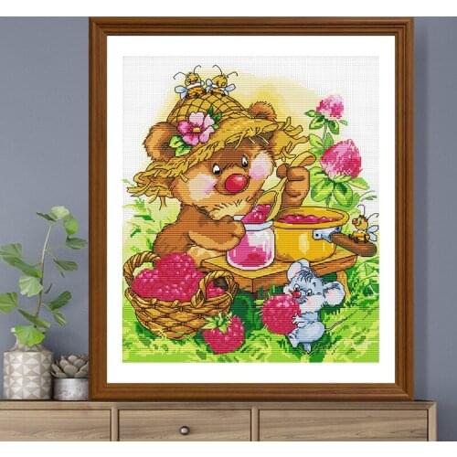 DIY cross stitch kits вышивка Flower bee bear cute cartoon pattern Magic needle for embroidery crafts for kids