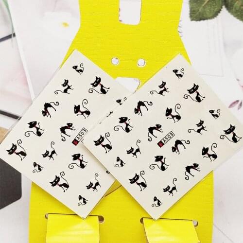 2pcs Stickers for Nails Watercolor Nail Decal and Stickers Cute Cat Design Manicure Decor Nail Art Decorations Accessoires