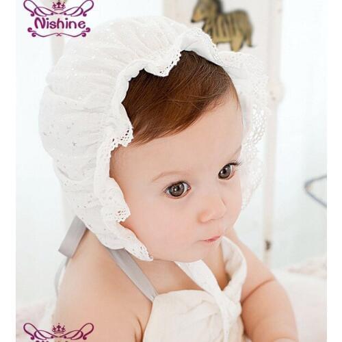 Nishine Children Bonnet Sunbonnet Shining Star Printed Girl Kids Cotton Sunhat Photography Prop Newborn Hat Birthday Gifts