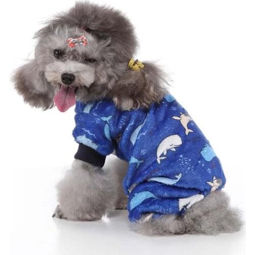 Chihuahua Yorkies Clothes Winter Dog Jumpsuit For Small Dogs Puppy Onesies Pajamas Warm Fleece Bodysuit Pet Apparel Outfits Blue