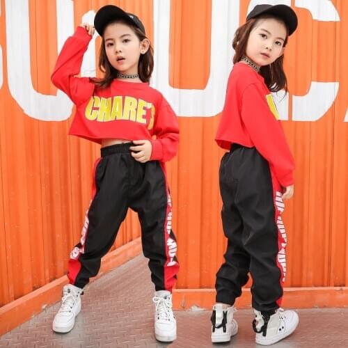 Girls Hip Hop Clothing Ballroom Costumes Dance Clothes Cropped T Shirt Tops Casual Pants Jazz Street Dancing Outfits Streetwear