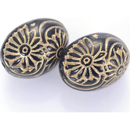 Wholesale 15x19mm Retro Vintage Inspired Flower pattern Acrylic Antique Design Beads For DIY For Women Jewelry Bracelet Making