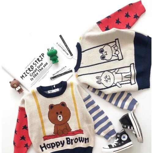 Baby Autumn and Winter Clothes Kids' Clothes Cotton Cartoon Bear Sweater Boys Sweaters Toddler Girl Sweater