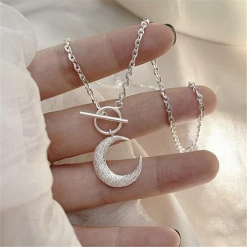 925 Sterling Silver Moon Charm Necklace For Women Girls Tassel Clavicle OT Chain Party Jewelry Choker dz670
