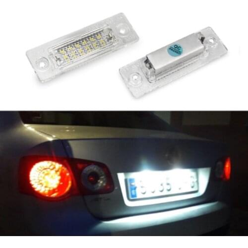 2PCS 18 LED 3528 SMD LED Number License Plate Lights Car Bulbs 6000K For Volkswagen Touran Passat B5.5 Caddy Skoda Superb Golf 5