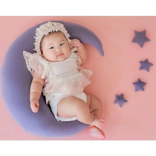 Newborn Photography Props Baby Boy Girl Accessories Baby Hat Moon Pillow Stars Set Infants Photo Shooting Accessories