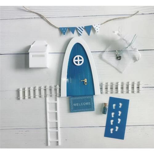 Hand Made lake blue Fairy door great gift for girls room miniature pretend play magic fairies tooth fairy door Gift for girls