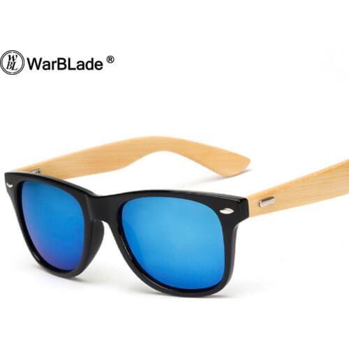 WarBLade Retro Wood Sunglasses Men Bamboo Sunglass Women Brand Design Sport Goggles Gold Mirror Sun Glasses Shades lunette oculo