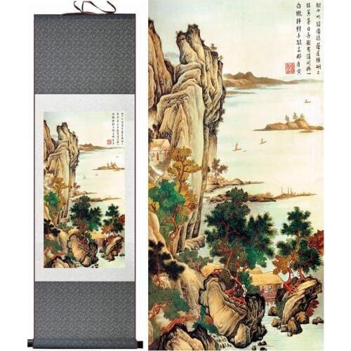 Tangbohu landscape painting Home Office Decoration Chinese scroll painting landscape art painting landscape painting