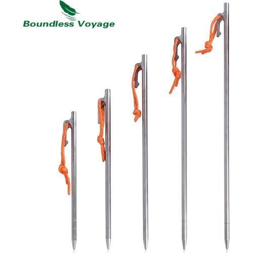 Boundless Voyage 6 Pcs Tent Pegs Aluminium Titanium Tent stakes Windproof Outdoor Traveling Tent Accessories 20 24 30 35 40 cm