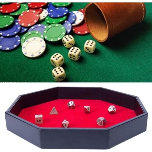 Octagonal Dice Tray PU Leather Dice Storage Box Board Game RPG Dice Box Key Wallet Coin Tray Desktop Storage Box Drop Ship