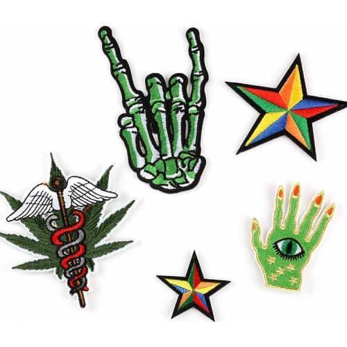Green Hand With Eye Zombie Fingers Iron On Embroidered Clothes Patches For Clothing Stickers Garment Apparel Accessories