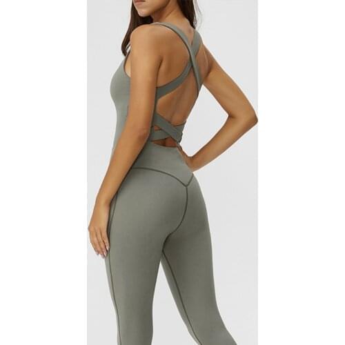 Sleeveless Gym Clothing Back Strap One-piece Yoga Sets Women Dance Rompers Fitness Jumpsuit Sexy Yoga Set Running Sports Wear