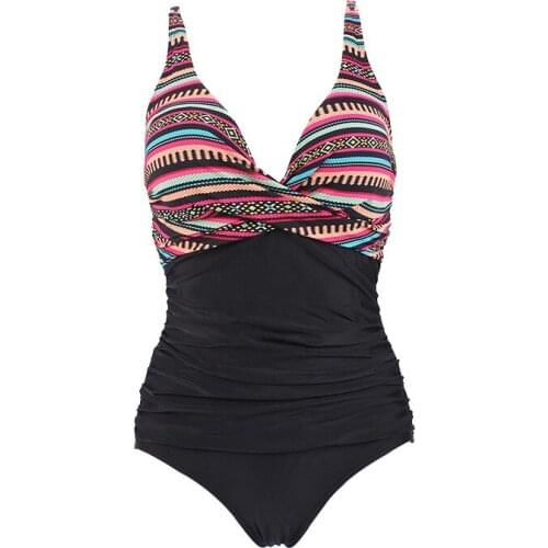 2021 Conjoined Triangle Swimsuit Woman V-neck Color Swimming Clothes Crumpled Belly Sexy Halter Neck bikini Backless Beachwear L