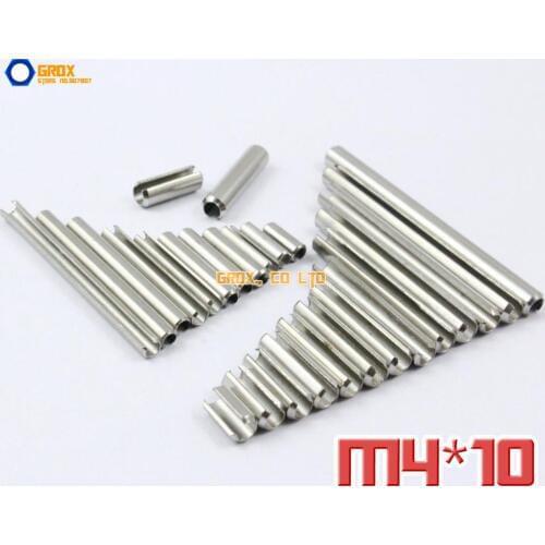 100 Pieces M4 x 10mm 304 Stainless Steel Slotted Spring Tension Pin Sellock Roll Pin