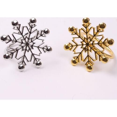 12pcs/lot Hotel New Christmas Silver Snowflake Napkin Ring Napkin Button Napkin Ring Cloth Ring