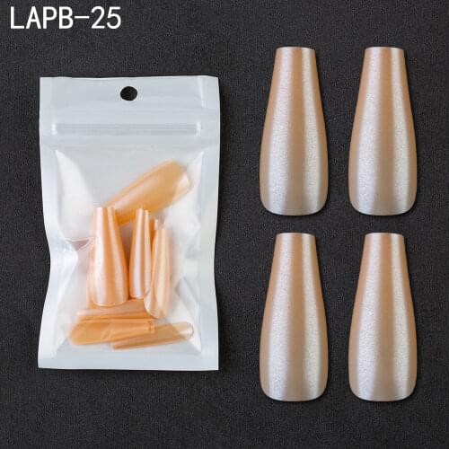 20pcs Pearl False Nail Art Soild Color Shiny Decoration Press on Long Ballerina Full Cover Fake Fingernails Artificial Designs