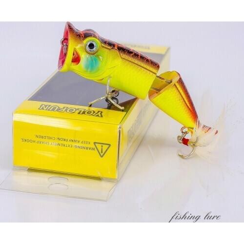 2021 Top Water Swimbait Lure 8cm 12g Popper Fishing Lures Crank Bait Artificial Wobblers Feather Hard Bait Plastic Fishing