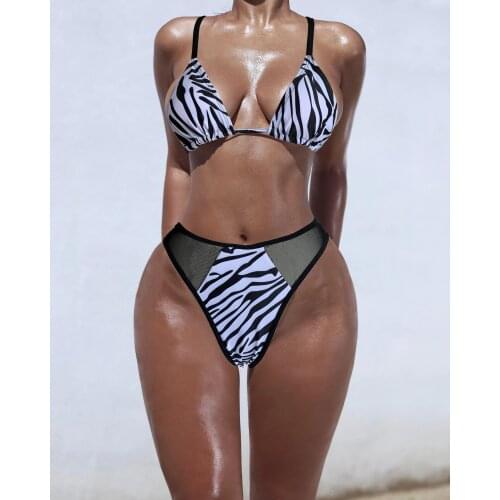 2021 Bikini Set Push Up Bathing Suit High Cut Swimwear Women Sexy Zebra Summer Bathers Swimsuit Female Triangle Biquini Tankini