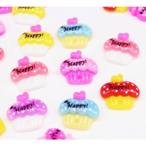 250pcs kawaii sweet Resin CUPCAKE Charm Shapes 21mm, cabochon flatbacks, mixed random colors for decoden,cute cab D15