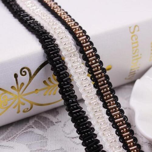 30Yards 1cm Beaded Elastic Webbing Lace Trim For Dress Curtains Handmade Sewing Clothing Decorations DIY Lace Beading Ribbons