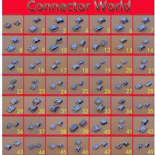 49 models DIY Micro USB Connector mount mini dc Type B Male 5pin 5 pin 7 PIN 7PIN jacks jack charging port power plug pcb Socket
