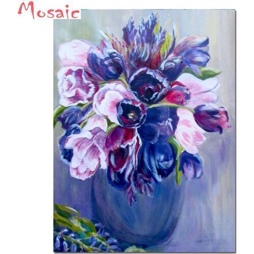 5D Diamond Painting Full Drill vase flower Diamond Mosaic Sale Round Rhinestones Pictures Diamond Embroidery tulip Home Decor