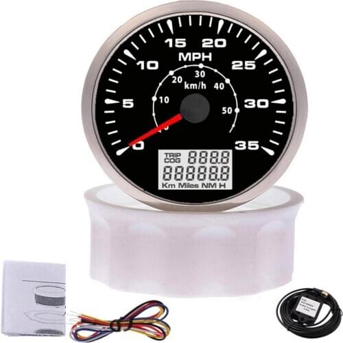 85mm Waterproof Motocycle Boat Car GPS Speedometer Gauge 35 MPH 50km/h Speed Odometers with 7 Colors Backlight