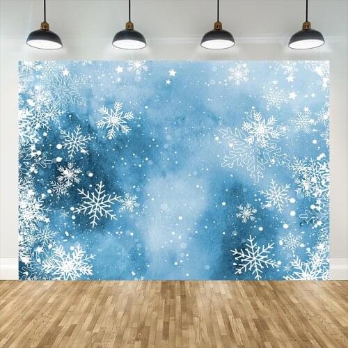 Watercolor Texture Snowflakes Christmas Party Photography Backgrounds Viny Backdrops Photo Studio Children Baby Family Photocall