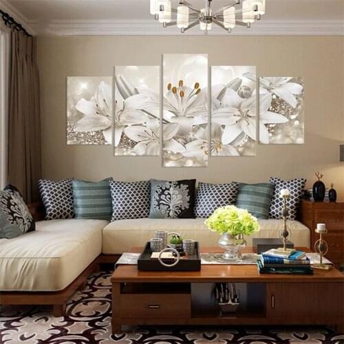 White Fashion Beautiful Flower Canvas Painting Modern Wall Art Poster Bedroom Living Room Decoration Painting Home Decoration