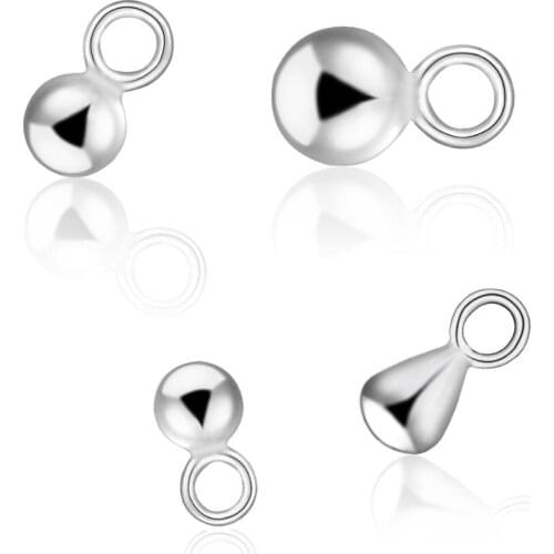 4pcs/lot 925 Sterling Silver Water Drops End Beads For Extension Tails Chain Droplets Charms Beads For Jewelry Making Supplies