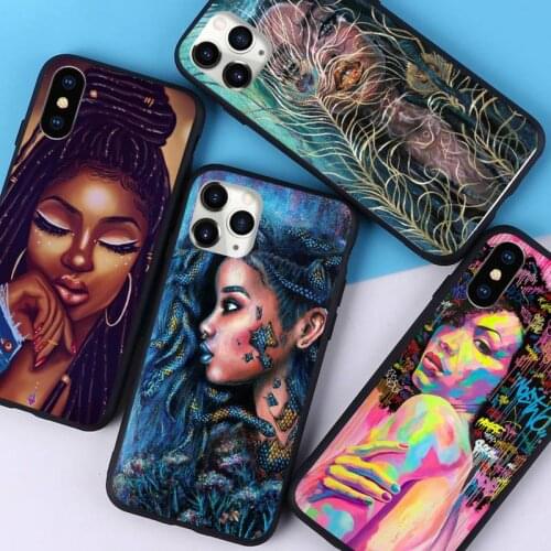 Art aesthestic cartoon fashion african girl Phone Case for iPhone 11 12 pro XS MAX 8 7 6 6S Plus X 5S SE 2020 XR