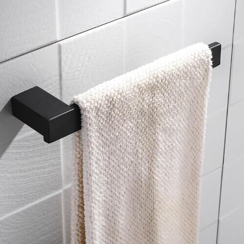 Black Bath Towel Holder Bathroom Towel Ring Towel Rail Towel Hanger Wall Mounted Bathroom Square Towel Holder