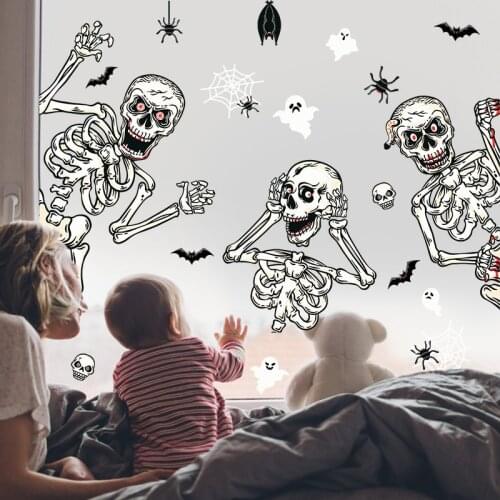 Halloween Decoration Wall Static Stickers Window Skull Party Stickers Horror Party Happy Halloween Party Decor For Home 2021