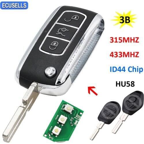 3 Button Remote Key Smart Car Key For Bentley Style For BMW 3 5 7 Series E38 E39 E46 315MHZ/433MHZ ID44 Chip HU58 Uncut Blade