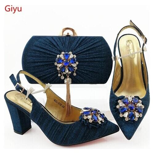 Doershow Italian royalblue Shoes and Bags To Match Set Nigerian Shoes and Matching Bag African Wedding Shoes and Bag Set!!HIA1-7