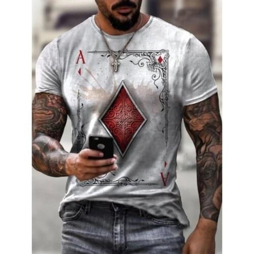 T Shirt Men Summer Casual Short Sleeve Tshirt Best Seller Men Clothing Streetwear Poker Print Graphic Tee Shirts Tshirts Tops